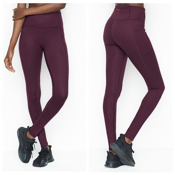 Victoria's Secret Pants - Victoria's Secret Incredible Essential High Rise Workout Leggings Burgundy Sz 10